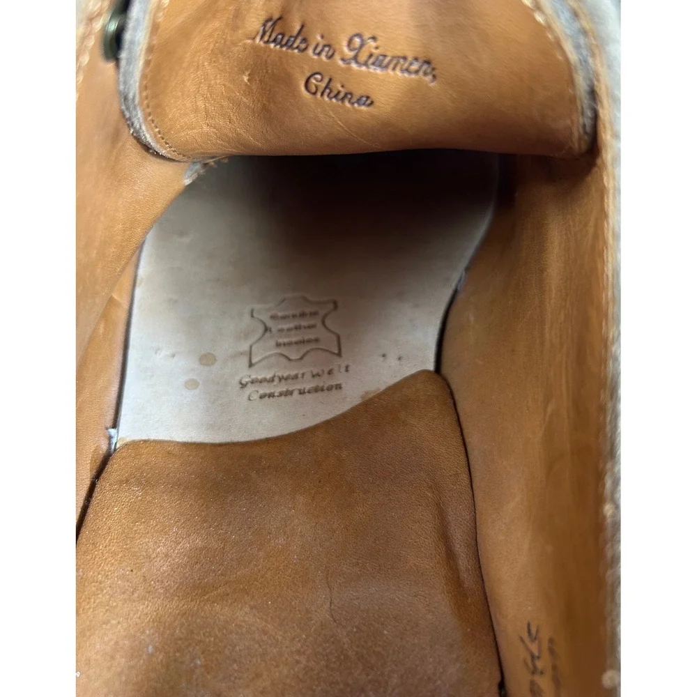 Grant Stone Derby Shoes Mens 10D Sand Suede Dirty Buck Goodyear Welt Brick Sole